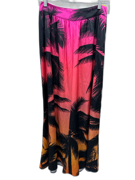 Retrofete Size S Pink, Orange & Black Silk Blend Palm Fronds Print Pant Set Pink, Orange & Black / S