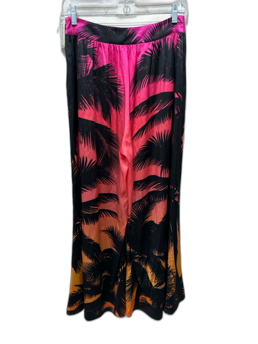 Retrofete Size S Pink, Orange & Black Silk Blend Palm Fronds Print Pant Set Pink, Orange & Black / S