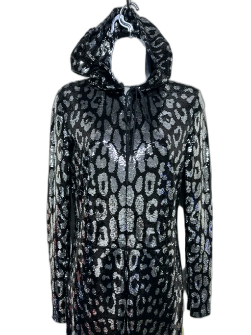 Tom Ford Size 38 Black & Silver Polyamide Blend Sequined Leopard Print Jumpsuit Black & Silver / 38