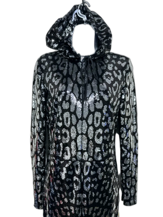 Tom Ford Size 38 Black & Silver Polyamide Blend Sequined Leopard Print Jumpsuit Black & Silver / 38