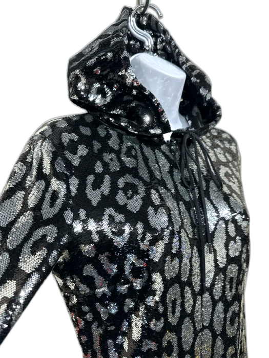 Tom Ford Size 38 Black & Silver Polyamide Blend Sequined Leopard Print Jumpsuit Black & Silver / 38