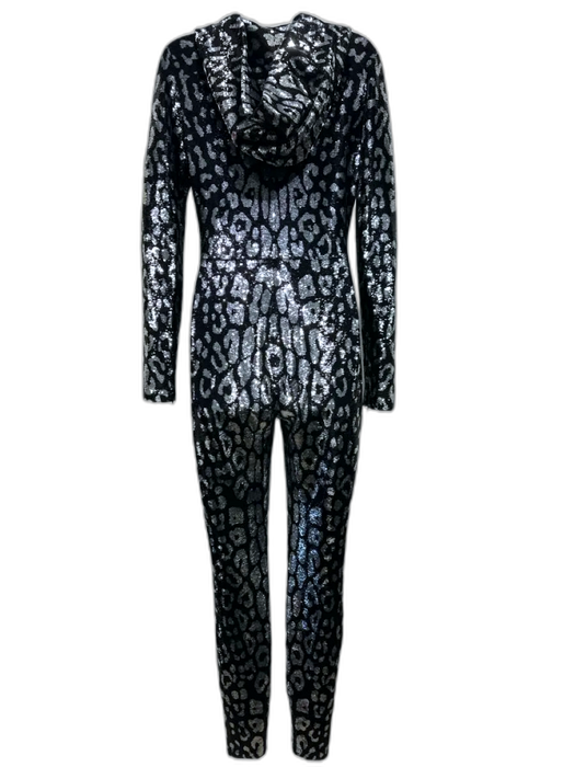 Tom Ford Size 38 Black & Silver Polyamide Blend Sequined Leopard Print Jumpsuit Black & Silver / 38