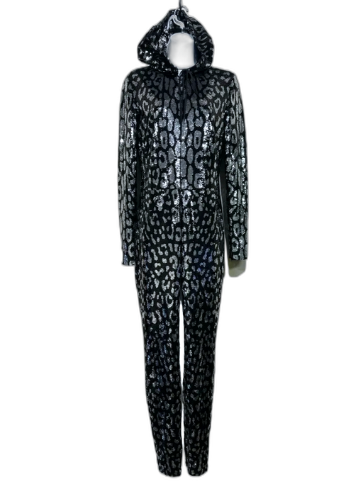 Tom Ford Size 38 Black & Silver Polyamide Blend Sequined Leopard Print Jumpsuit Black & Silver / 38