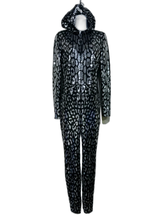 Tom Ford Size 38 Black & Silver Polyamide Blend Sequined Leopard Print Jumpsuit Black & Silver / 38