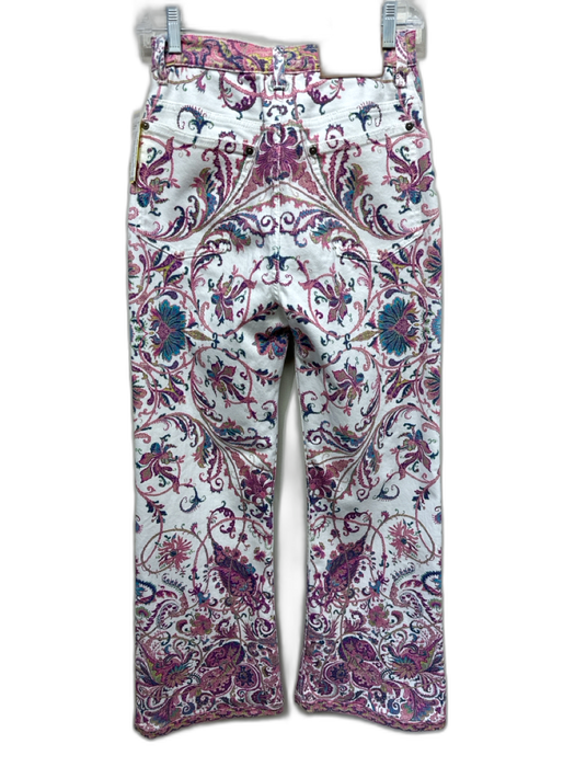 Etro Size Est S White & Multi Cotton Blend Denim Floral Paisley Jeans White & Multi / Est S