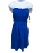 Victoria Beckham Size 4 Blue Viscose Blend Strapless Paneled Pleated Front Dress Blue / 4