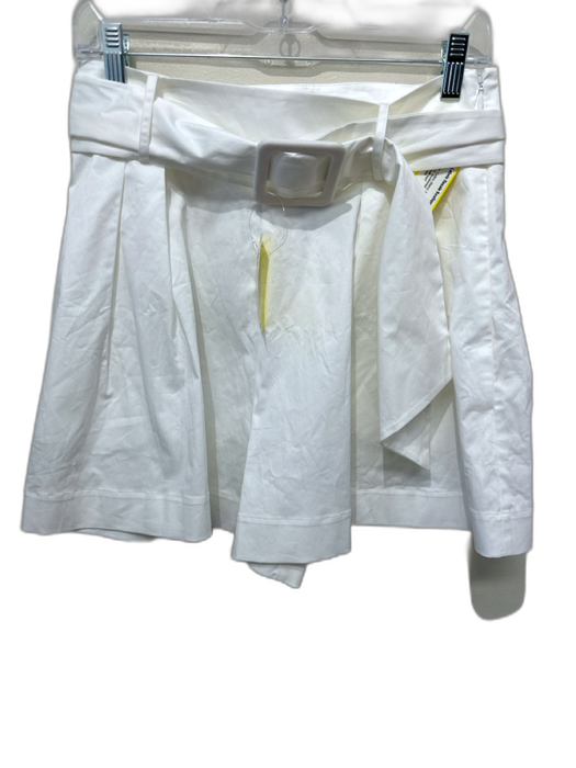 Oscar de la Renta Size 6 White Cotton Blend Pleated Front Side Zip Flare Shorts White / 6