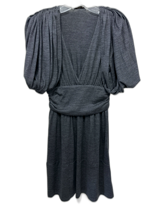 Prada Size S Gray Missing Fabric Tag Heathered V Neck Gathered Waist Dress Gray / S