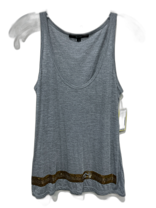 Gucci Size S Gray & Gold Modal Blend Heathered Sequin Design Scoop Neck Tank Top Gray & Gold / S
