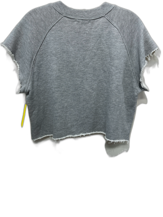 Eterne Size S Gray Cotton Blend Heathered Raw Hem V Neck Crop Top Gray / S
