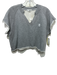 Eterne Size S Gray Cotton Blend Heathered Raw Hem V Neck Crop Top Gray / S