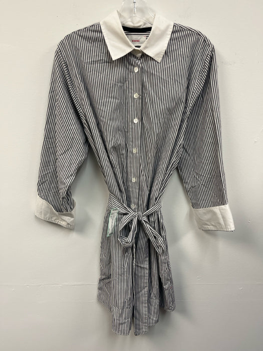 XiRENA Size S Gray & White Cotton Stripe Pockets Long Sleeve Dress