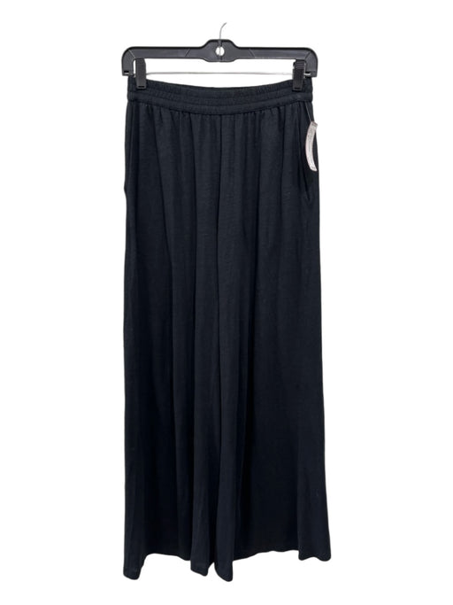 NKD T Size S Black Linen High Rise Elastic Waist Wide Leg Pants Black / S