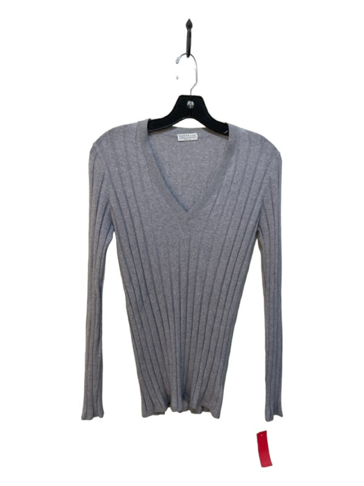 Brunello Cucinelli Size XL SIlver Gray Wool Blend Metallic Threads Sweater Silver Gray / XL