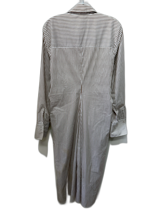 Veronica Beard Size 10 Brown & White Cotton Long Sleeve Vertical Stripes Dress Brown & White / 10