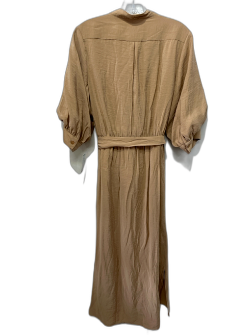 Brochu Walker Size M Tan Short Balloon Sleeve Surplice Side Slit Maxi Dress Tan / M