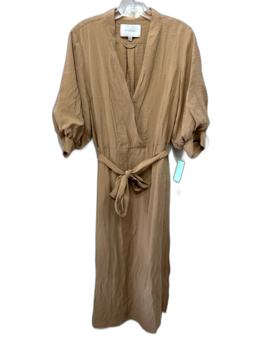 Brochu Walker Size M Tan Short Balloon Sleeve Surplice Side Slit Maxi Dress Tan / M