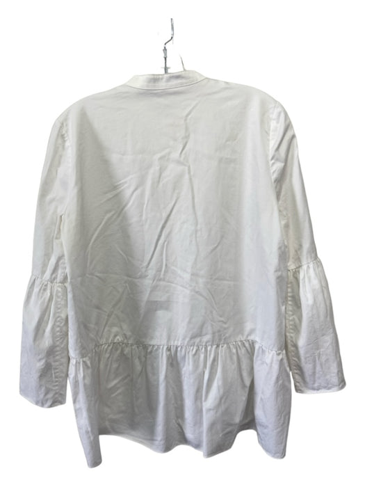 Tibi Size 0 White Cotton Long Sleeve Button Solid Top White / 0