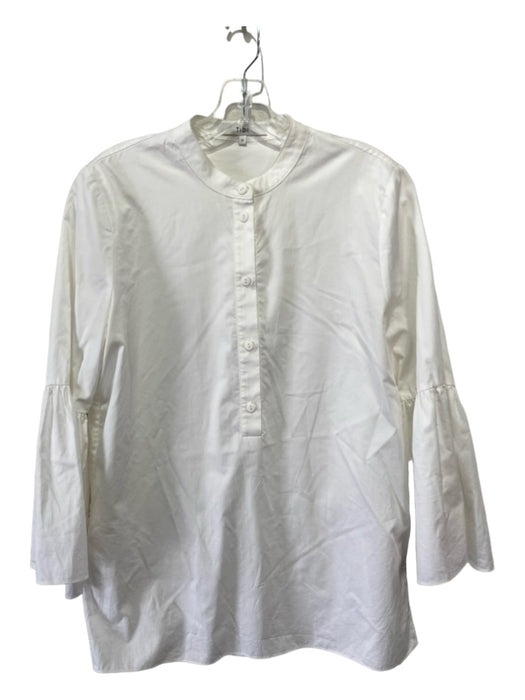 Tibi Size 0 White Cotton Long Sleeve Button Solid Top White / 0
