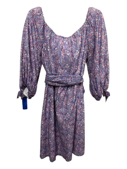 Ann Mashburn Size Small Purple, Red & White Cotton Long Balloon Sleeve Dress Purple, Red & White / Small