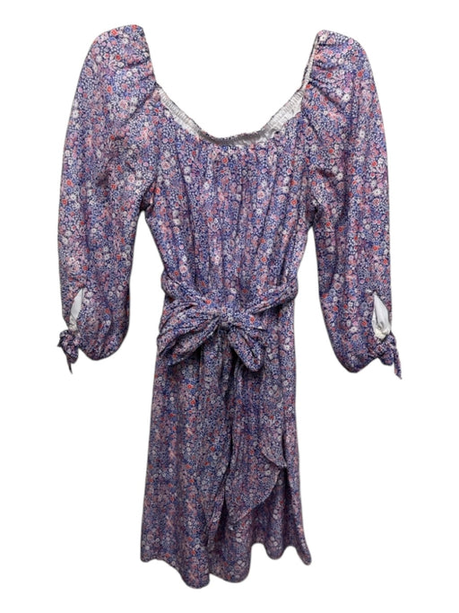 Ann Mashburn Size Small Purple, Red & White Cotton Long Balloon Sleeve Dress Purple, Red & White / Small