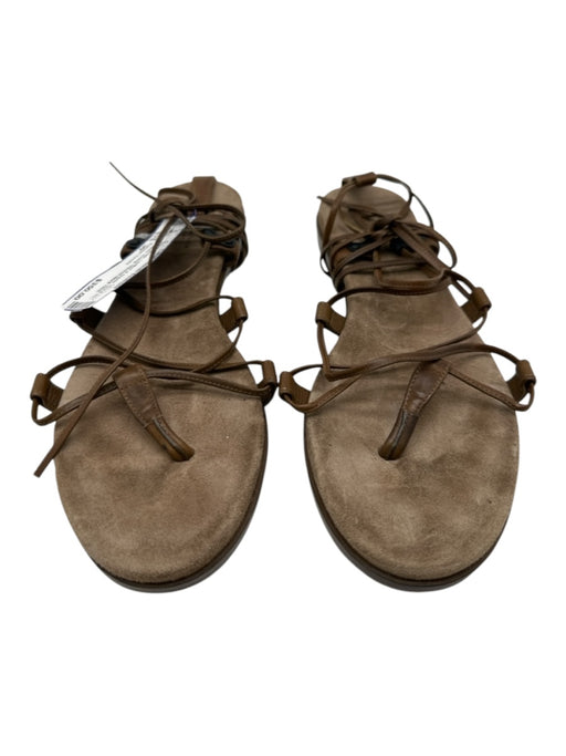 Bottega Veneta Shoe Size 39 Olive Green Leather & Suede round toe Thong Sandals Olive Green / 39