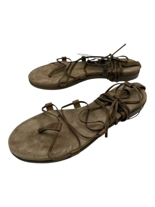 Bottega Veneta Shoe Size 39 Olive Green Leather & Suede round toe Thong Sandals Olive Green / 39