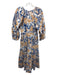 Staud Size S White, Blue, Multi Cotton floral print Long Sleeve Side Zip Dress White, Blue, Multi / S