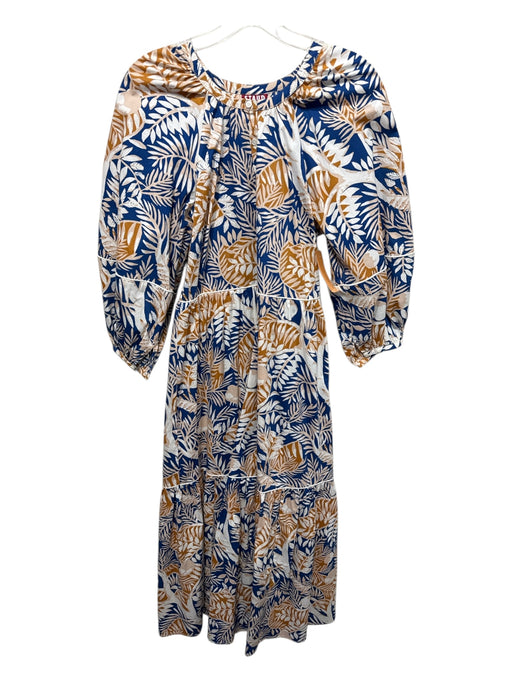 Staud Size S White, Blue, Multi Cotton floral print Long Sleeve Side Zip Dress White, Blue, Multi / S