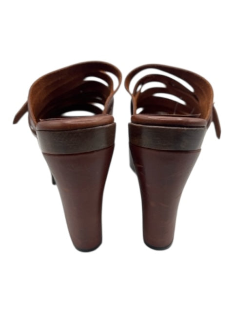 Robert Clergerie Shoe Size 8.5 Brown Leather Buckle Detail Almond Toe Sandals Brown / 8.5