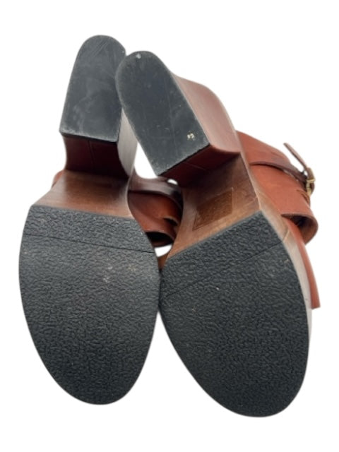 Robert Clergerie Shoe Size 8.5 Brown Leather Buckle Detail Almond Toe Sandals Brown / 8.5