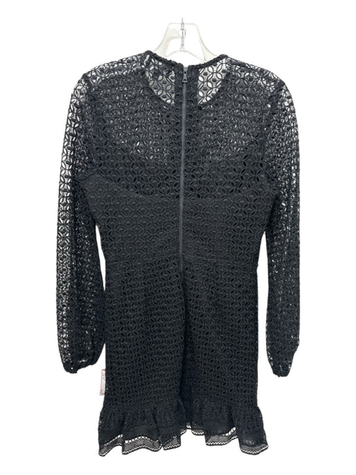 Bardot Size 8 Black Polyester Long Sleeve Crochet Lace Sheer Dress Black / 8