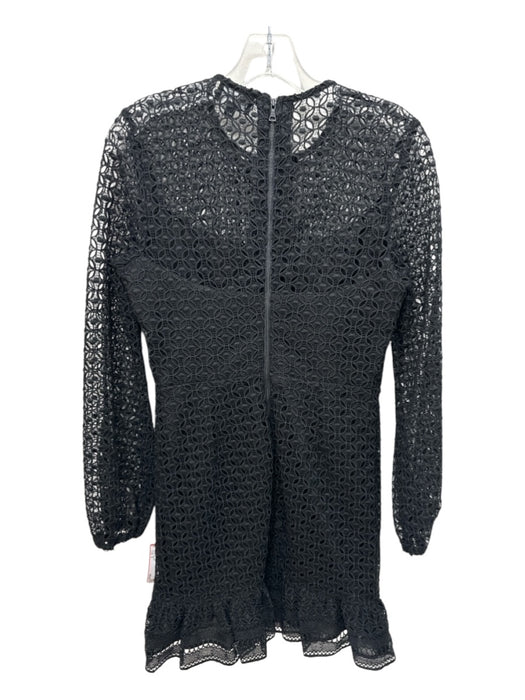 Bardot Size 8 Black Polyester Long Sleeve Crochet Lace Sheer Dress Black / 8