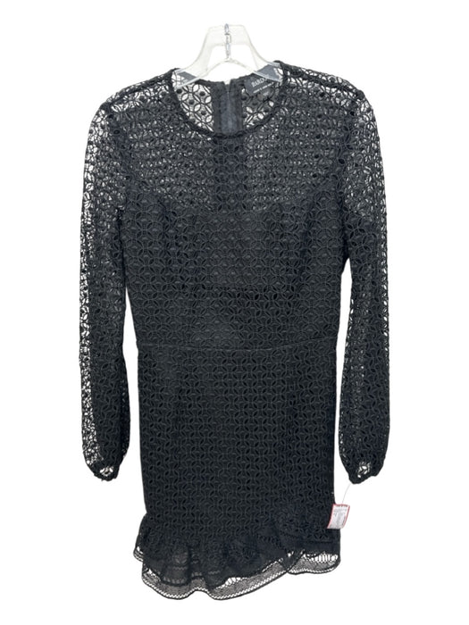 Bardot Size 8 Black Polyester Long Sleeve Crochet Lace Sheer Dress Black / 8