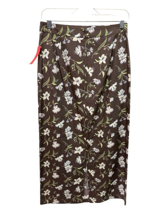 Coco Shop Size Medium Brown, Green, Blue Cotton High Rise Floral Back Zip Skirt Brown, Green, Blue / Medium