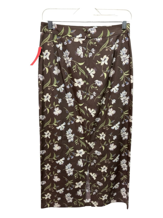 Coco Shop Size Medium Brown, Green, Blue Cotton High Rise Floral Back Zip Skirt Brown, Green, Blue / Medium
