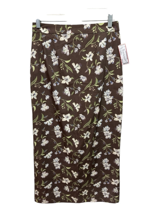 Coco Shop Size Medium Brown, Green, Blue Cotton High Rise Floral Back Zip Skirt Brown, Green, Blue / Medium