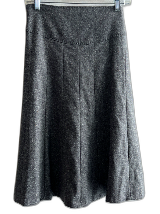 Rebecca Taylor Size 8 Grey & White Wool Blend Speckled Back Zip A line Skirt Grey & White / 8