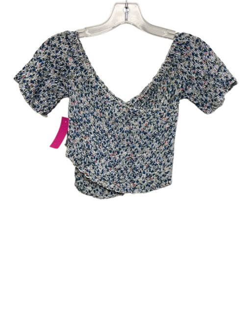 Poupette St. Barth Size S Blue, White, Pink Viscose Off Shoulder Floral Top Blue, White, Pink / S
