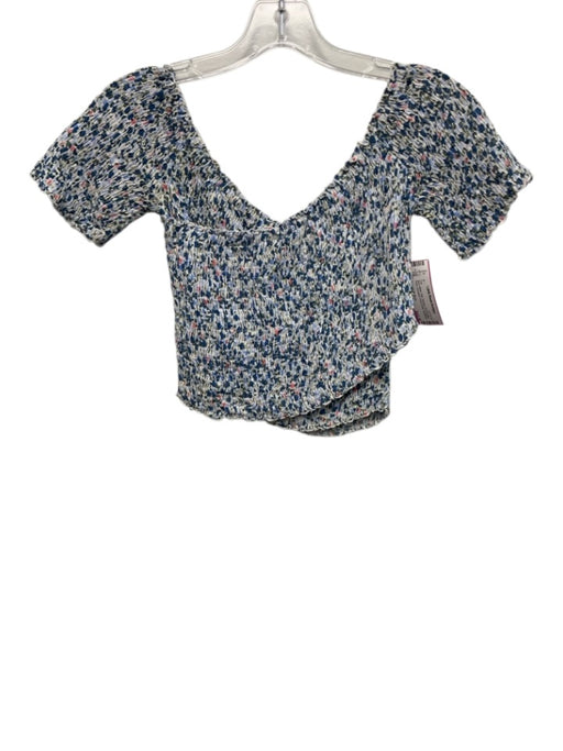Poupette St. Barth Size S Blue, White, Pink Viscose Off Shoulder Floral Top Blue, White, Pink / S