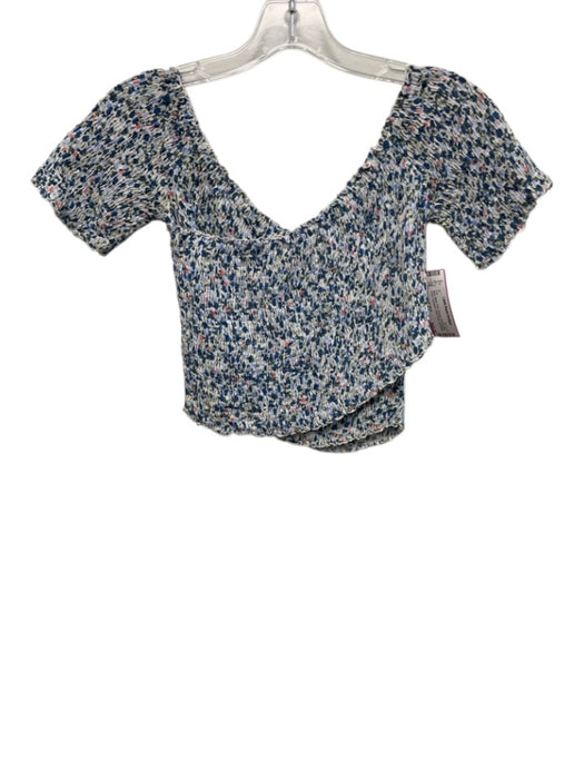 Poupette St. Barth Size S Blue, White, Pink Viscose Off Shoulder Floral Top Blue, White, Pink / S