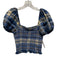 Loveshackfancy Size S Blue, Black, White Cotton Short Balloon Sleeve Plaid Top Blue, Black, White / S