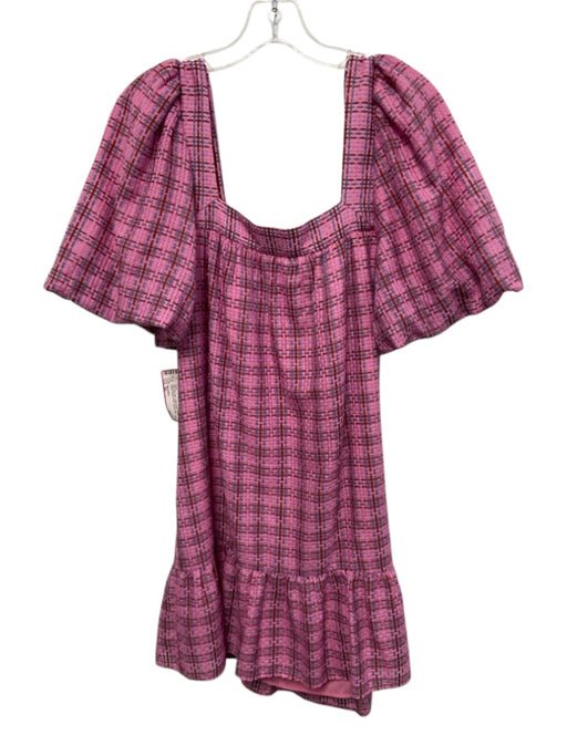 Marie Oliver Size XS Pink, Red, Blue Cotton Blend Short Balloon Sleeve Dress Pink, Red, Blue / XS
