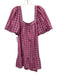 Marie Oliver Size XS Pink, Red, Blue Cotton Blend Short Balloon Sleeve Dress Pink, Red, Blue / XS