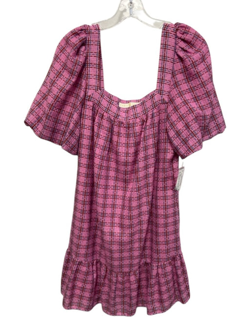 Marie Oliver Size XS Pink, Red, Blue Cotton Blend Short Balloon Sleeve Dress Pink, Red, Blue / XS