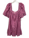 Marie Oliver Size XS Pink, Red, Blue Cotton Blend Short Balloon Sleeve Dress Pink, Red, Blue / XS