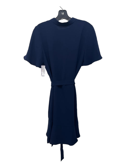 Shoshanna Size 8 Navy Triacetate Blend 1/2 Button Short Sleeve Tulip Hem Dress Navy / 8