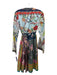 Johnny Was Size S Red Blue & Multi Silk Floral Surplice Long Sleeve Dress Red Blue & Multi / S