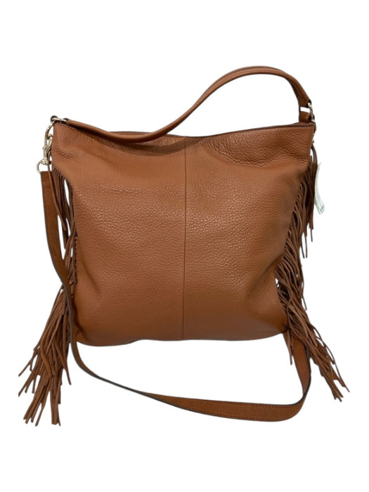 Rebecca Minkoff Caramel Brown Leather Textured Fringe Detail Shoulder Strap Bag Caramel Brown / Large