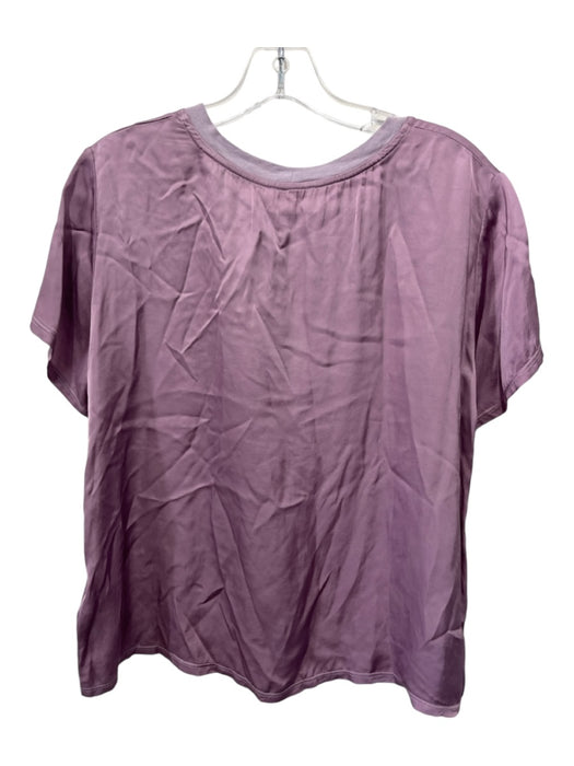 Nation Size Medium Lavendar Silk Short Sleeve Solid Ribbed Neck T Shirt Top Lavendar / Medium